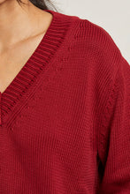 Load image into Gallery viewer, Addie Cotton Oversized V-Neck Sweater - Maple