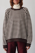 Load image into Gallery viewer, The Stripe Eco-Terry Crewneck - Espresso
