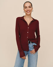 Load image into Gallery viewer, Mixed Button Down - Cabernet Red