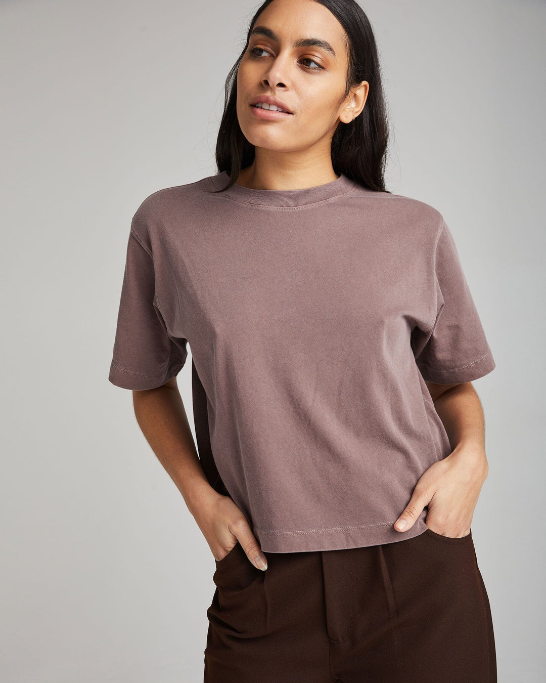 Relaxed Crop Tee Plum