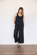Wide Linen Pants - Black