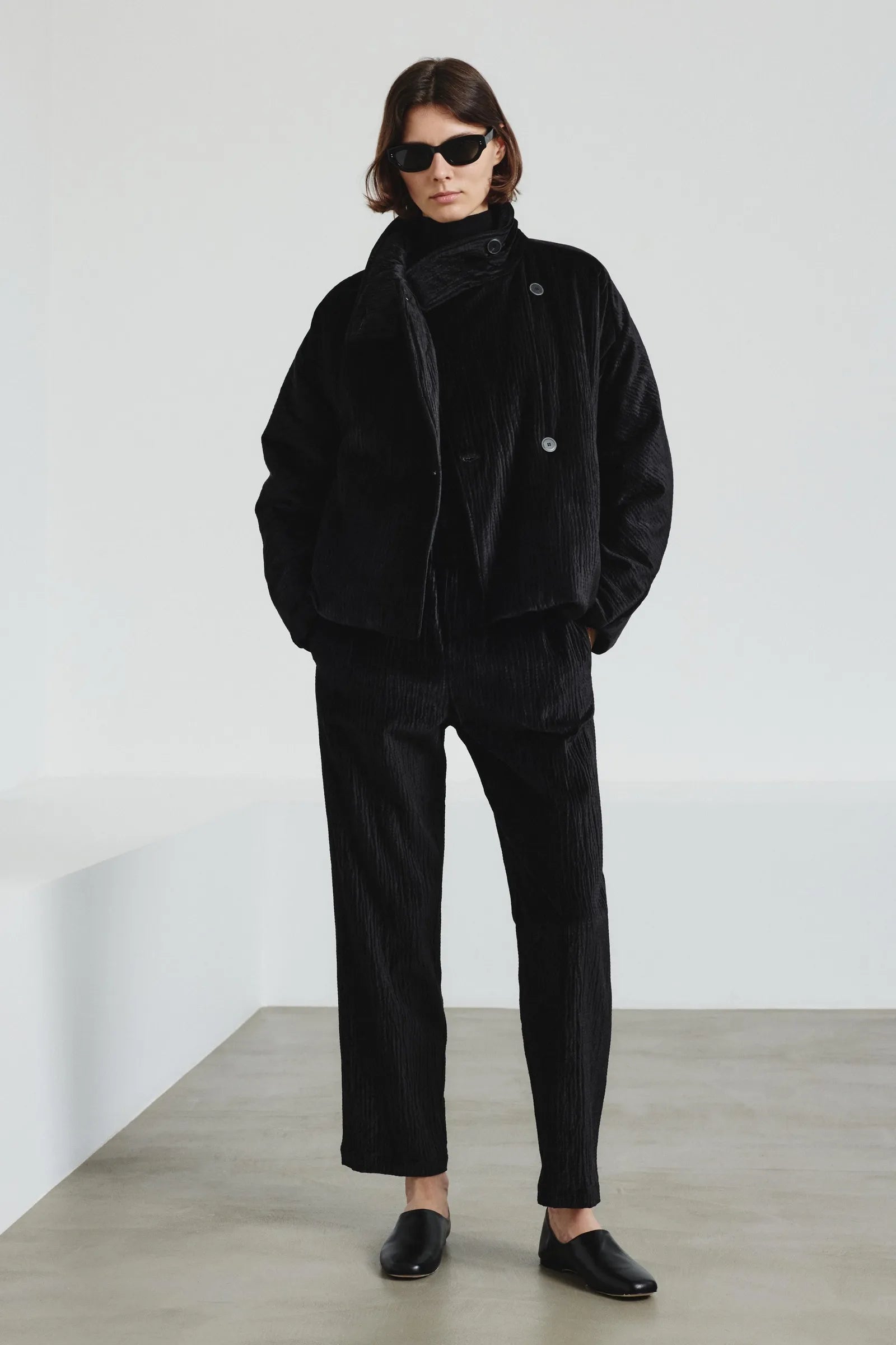 Hammered Velvet Peacoat