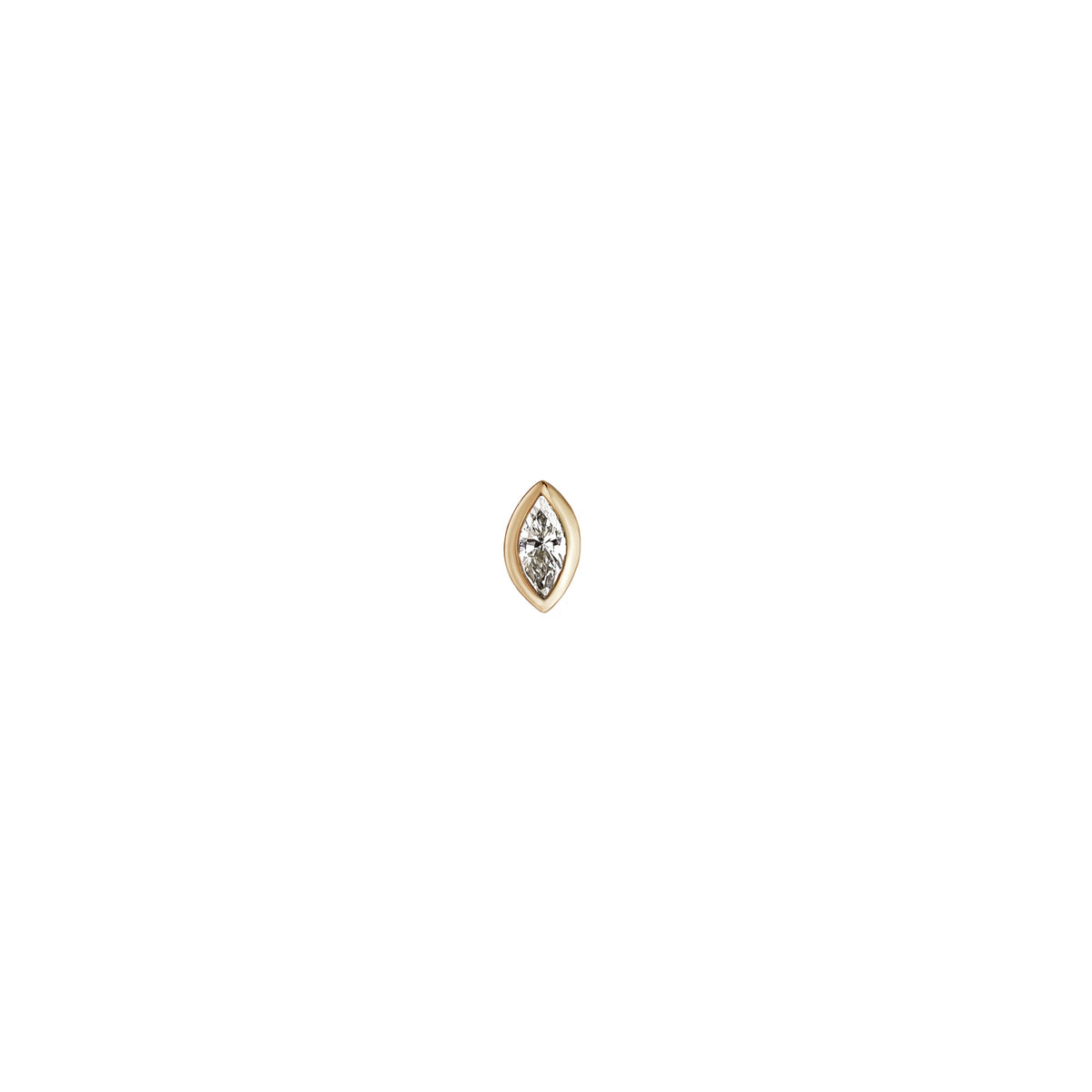 9ct YG Mini Bezel Set Marquise Gemstone Studs - White Diamond