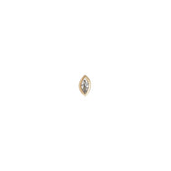9ct YG Mini Bezel Set Marquise Gemstone Studs - White Diamond