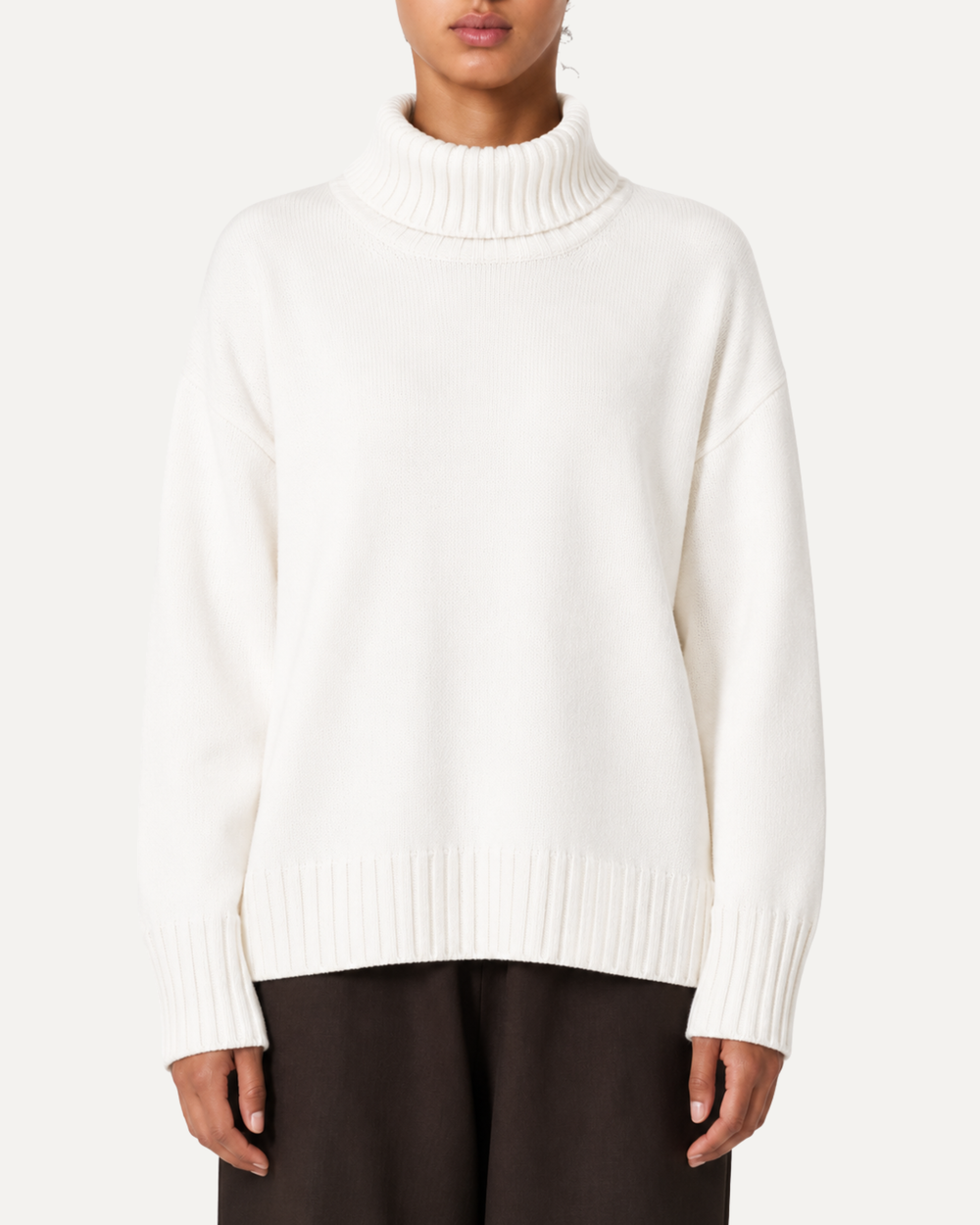 Fiore Mock Neck Sweater in Winter White