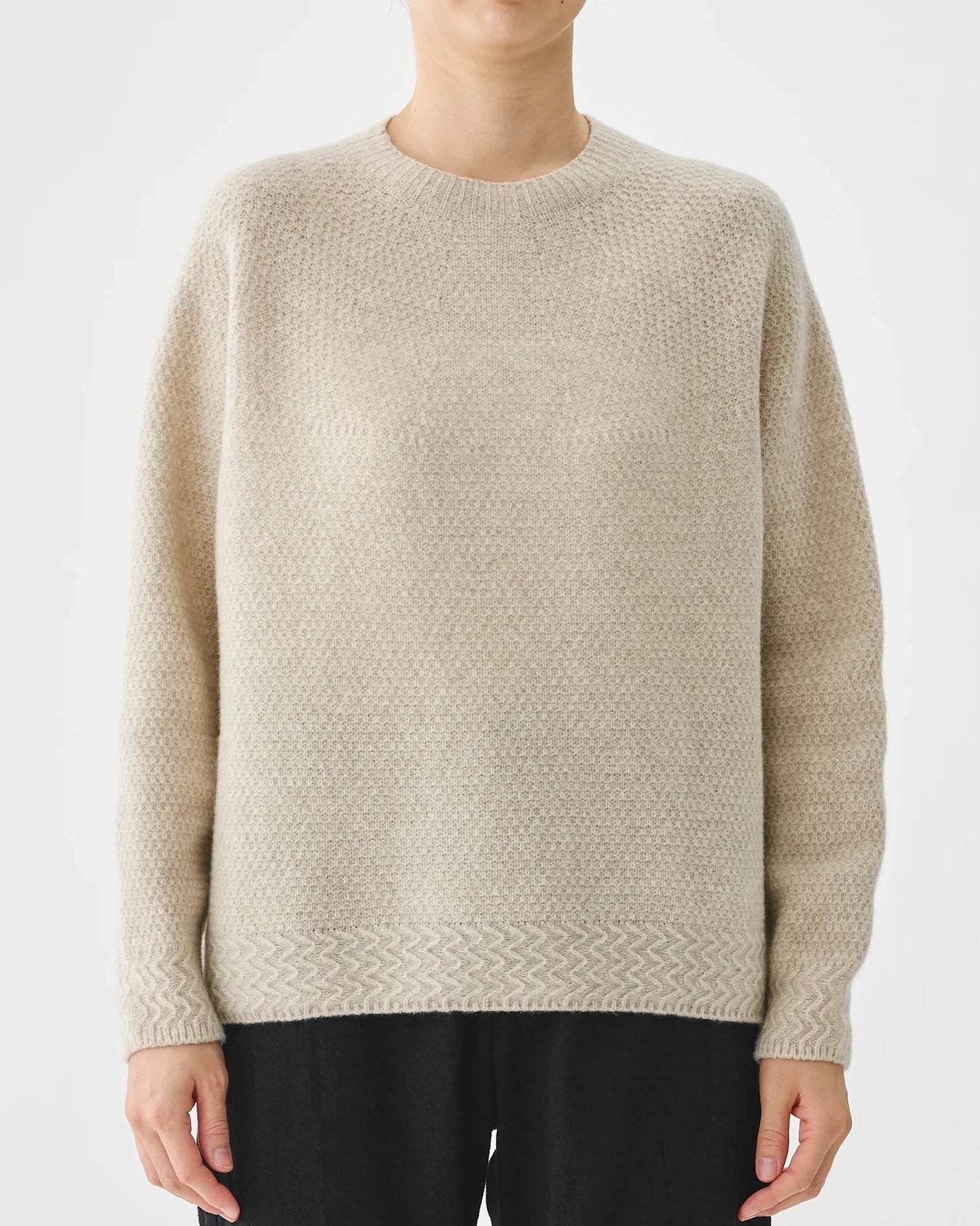 Cashmere Blend Lambs Wool Pullover - Ivory