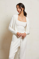 Kelsey 2x1 Sweater Rib Long Sleeve Cardigan - Sugar