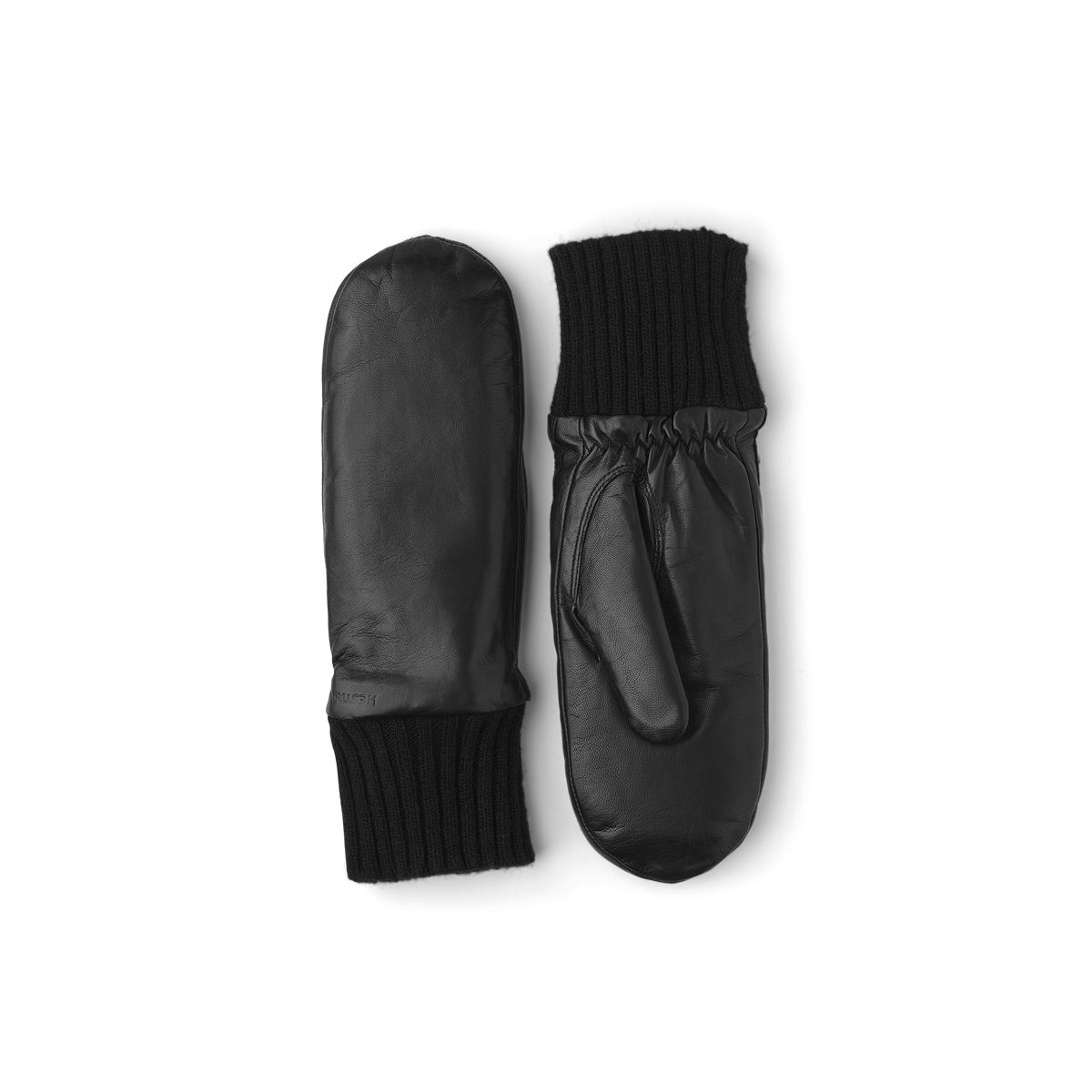 Tina Soft Leather Mittens Black