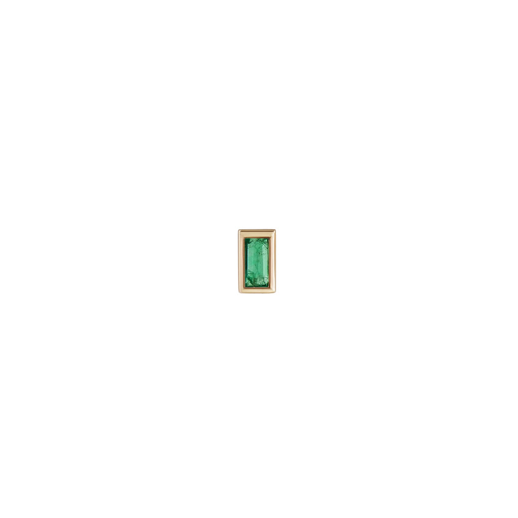 9ct YG Mini Bezel  Baguette Stud