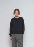 Cashmere V Neck Pullover Charcoal