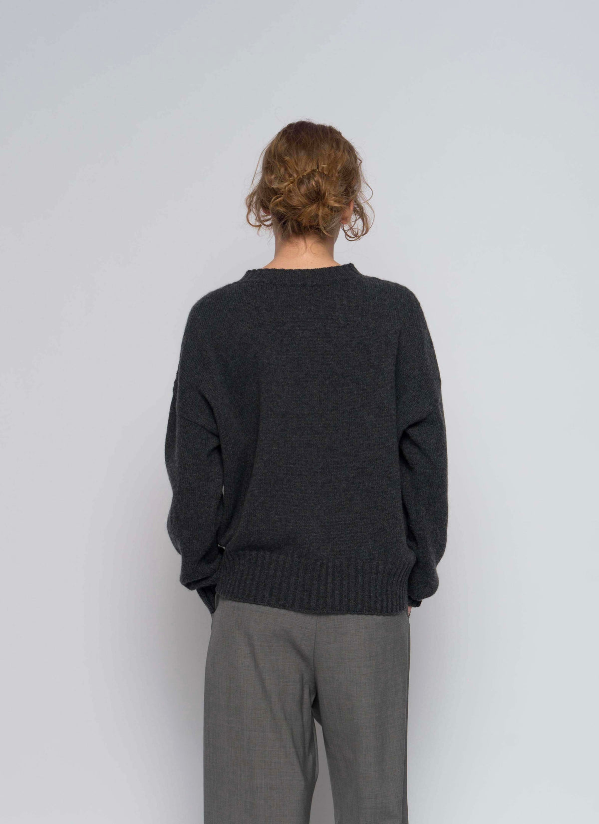 Cashmere V Neck Pullover Charcoal