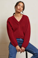 Addie Cotton Oversized V-Neck Sweater - Maple