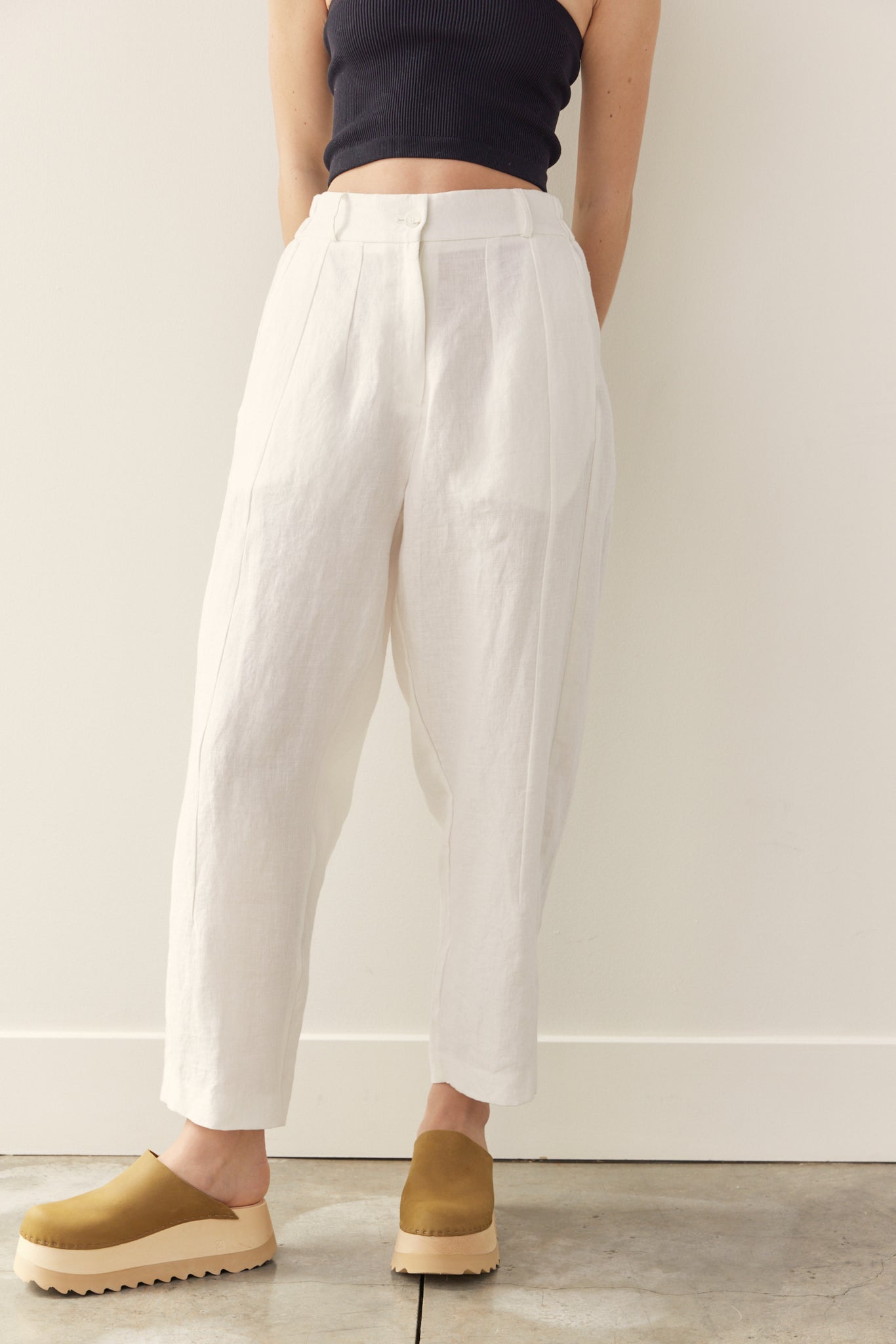 Linen Seamed Pants White