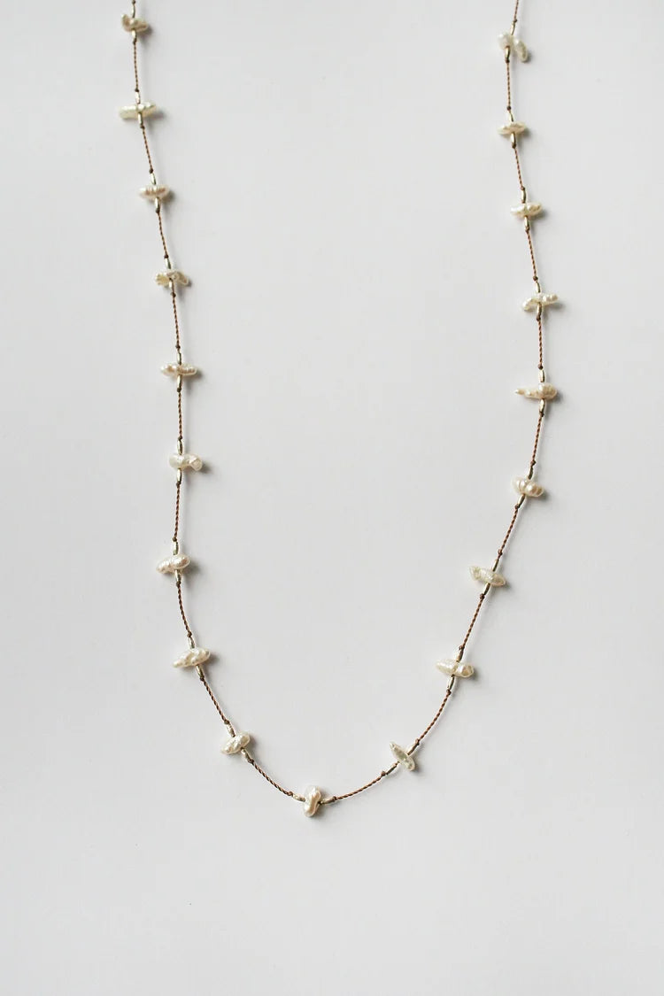 Long Keshi Necklace 28" - Pearl