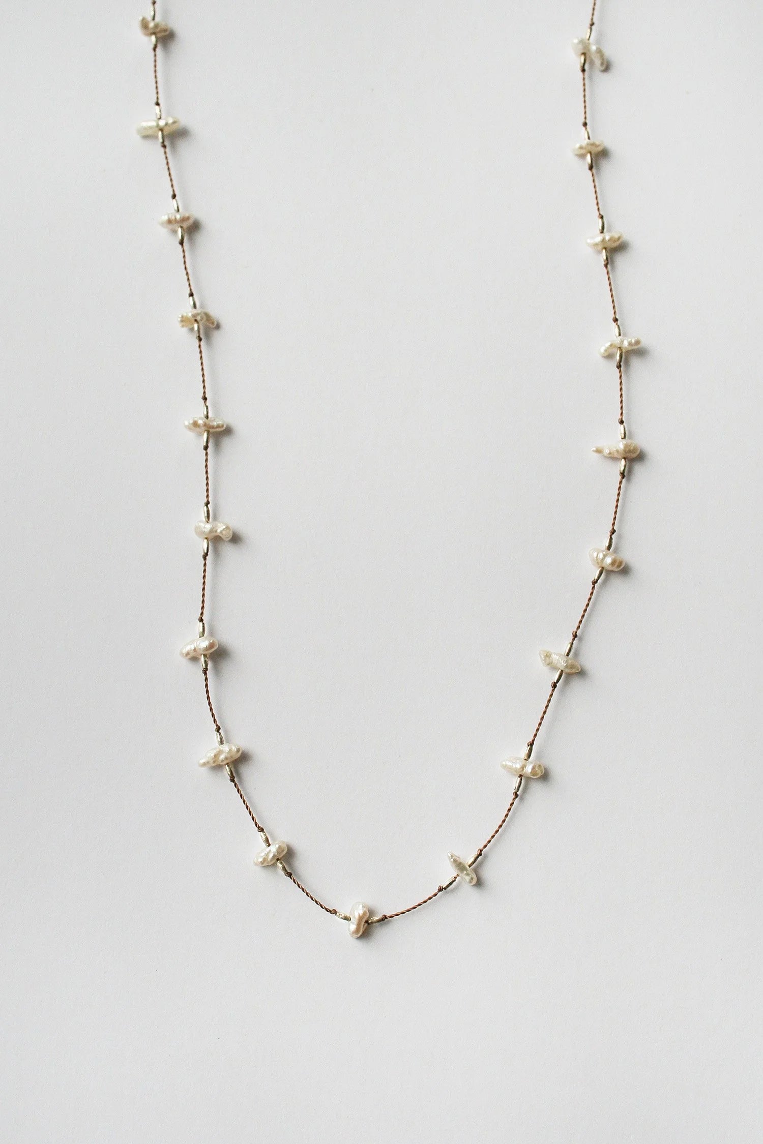 Long Keshi Necklace 28" - Pearl