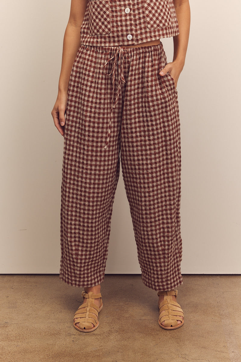 Drawstring Easy Pants Gingham