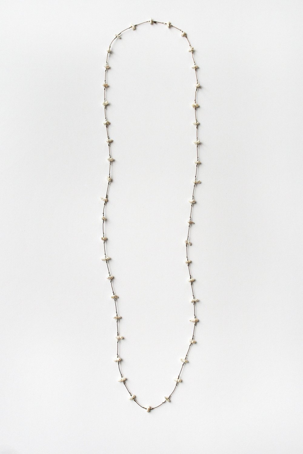 Long Keshi Necklace 28" - Pearl
