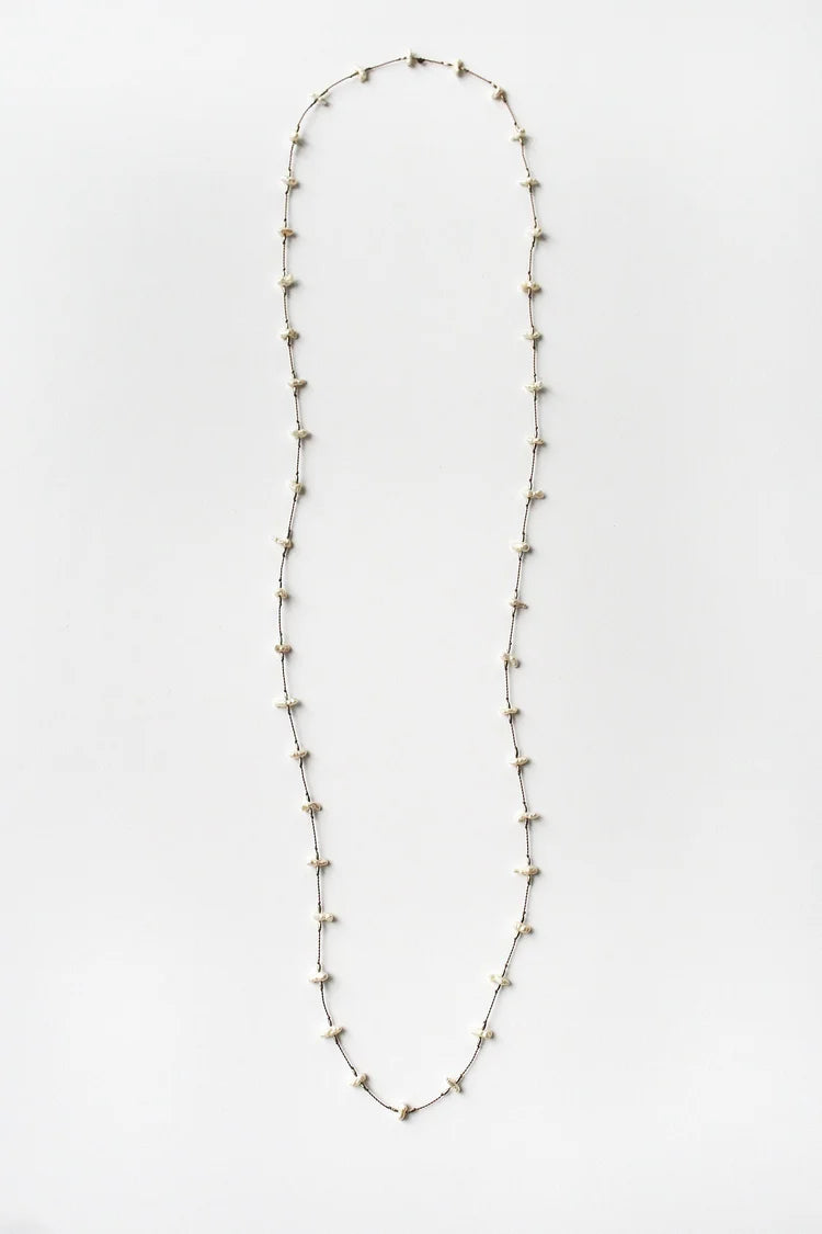 Long Keshi Necklace 28" - Pearl