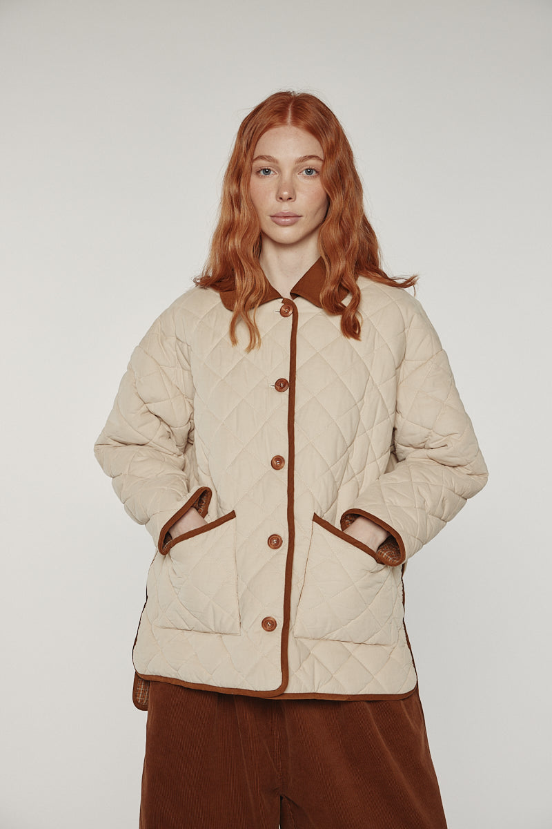 Reversible Quilted Jacket - Sand/Mocha