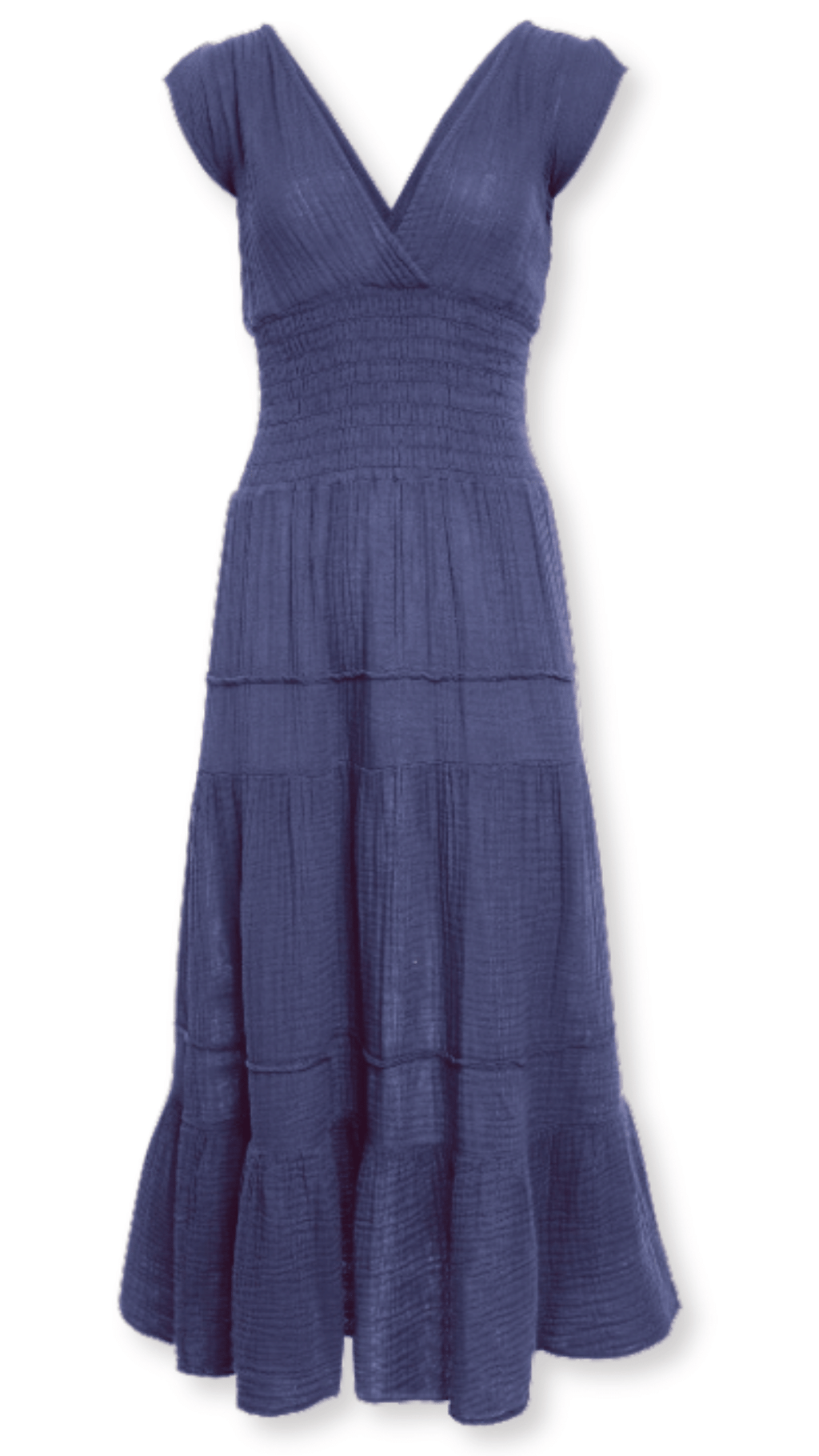 Smocked Dress - Navy