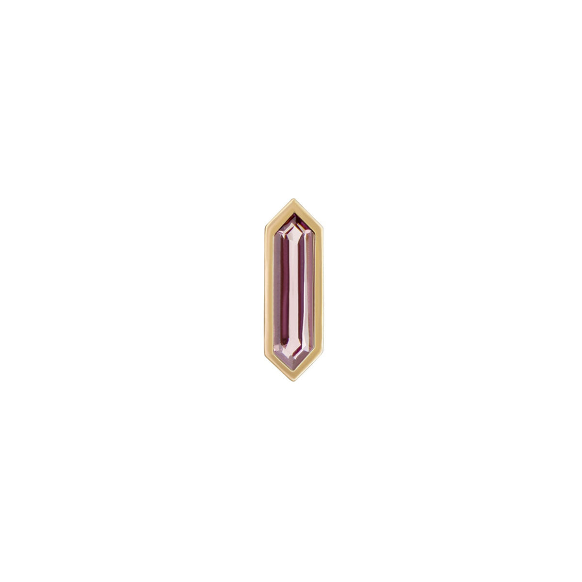 9ct YG Mini Hexa Gemstone Stud - Pink Tourmaline