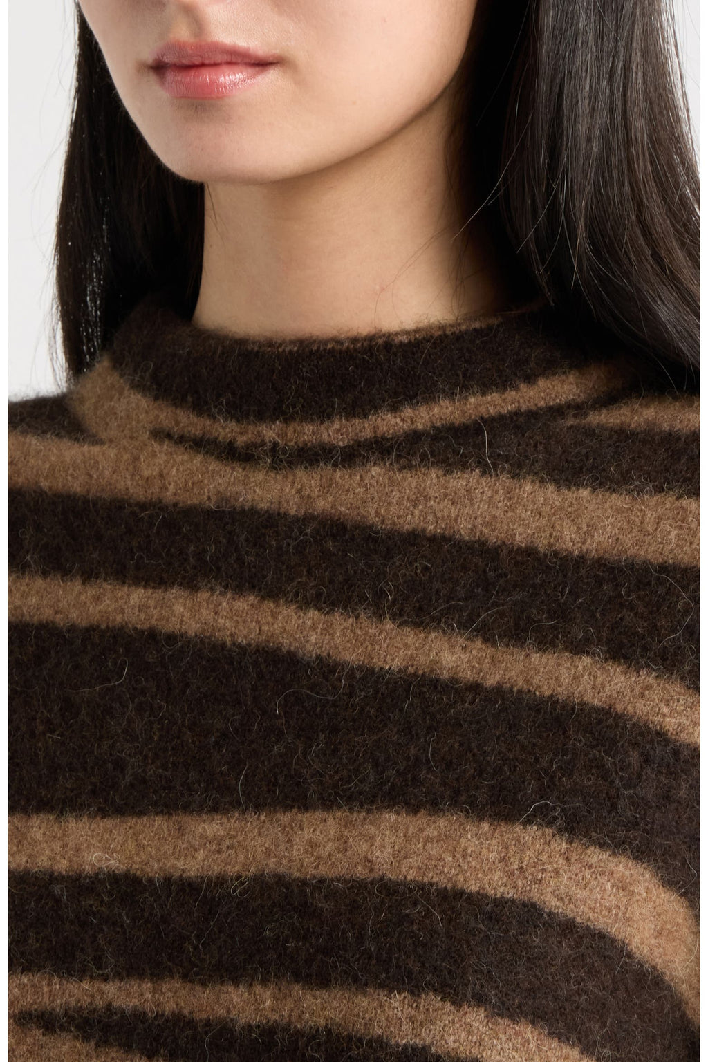 Zebra Alpaca & Wool Mock Neck Camel