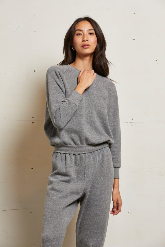 Lennon Fleece Shrunken Raglan Sweatshirt - Dark Heather Grey
