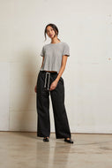 Harley Cotton Short Sleeve Boxy Crew Tee - Ivory/Black Stripe