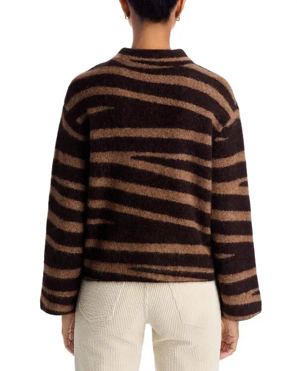 Zebra Alpaca & Wool Mock Neck Camel