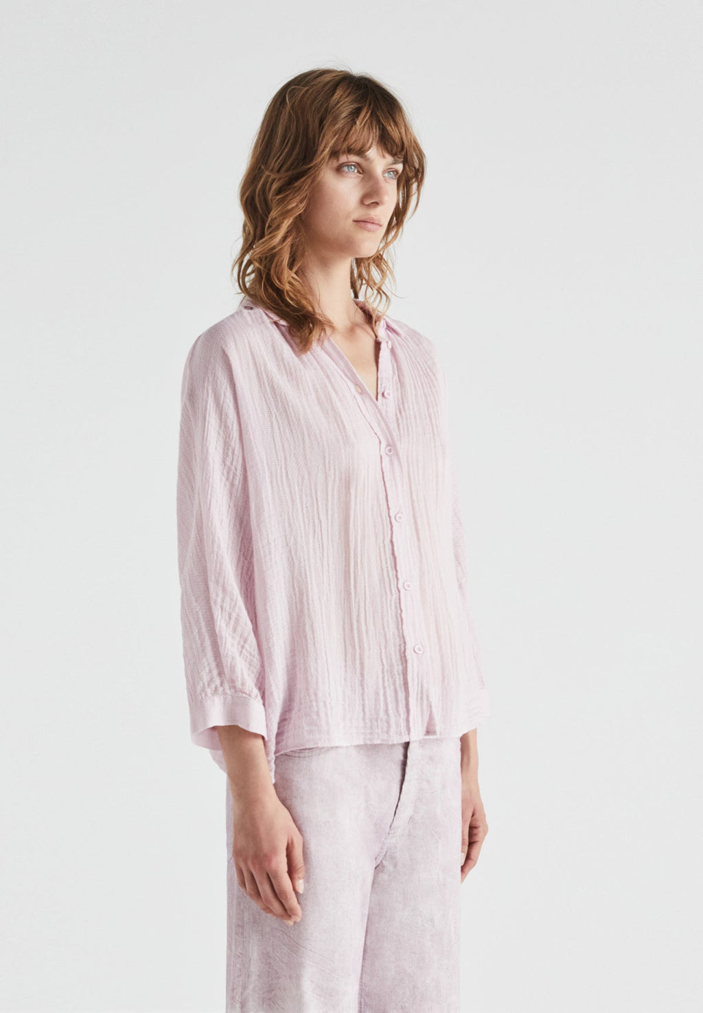 Sagra Crinkle Button Down Blouse