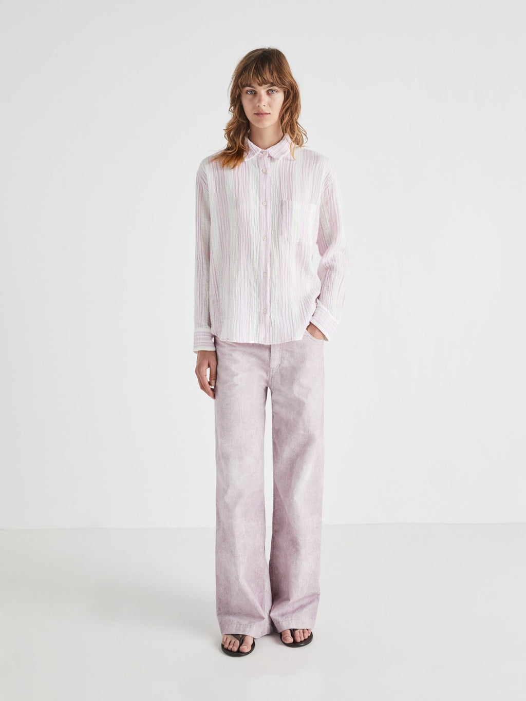 Tonal Striped Cotton GauzeTop