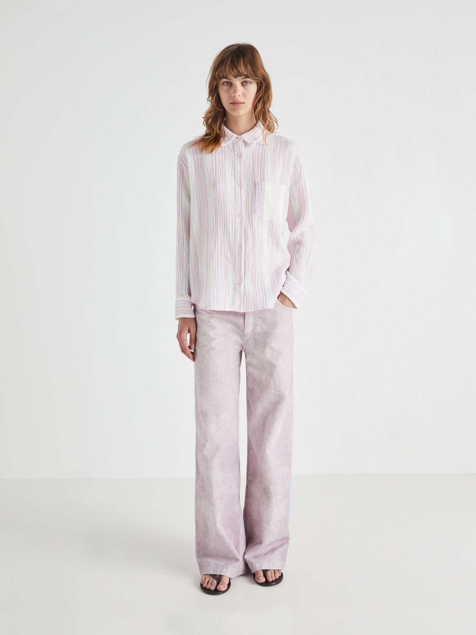 Tonal Striped Cotton GauzeTop