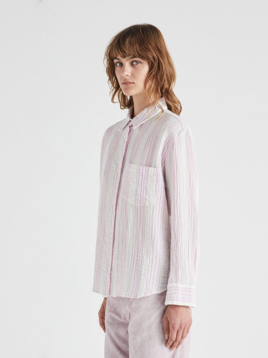 Tonal Striped Cotton GauzeTop