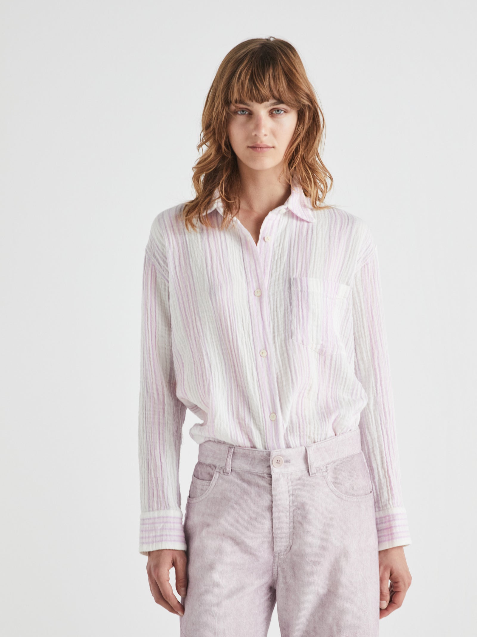 Tonal Striped Cotton GauzeTop