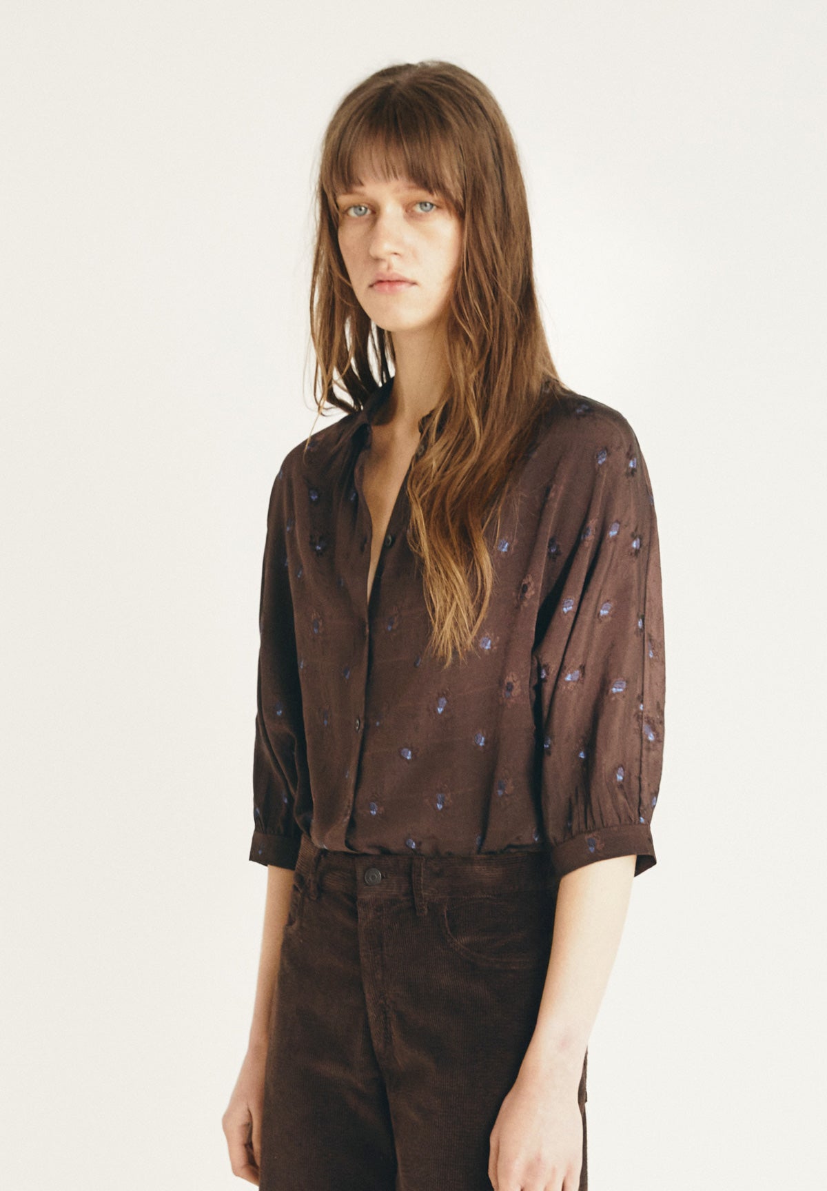 Carole  Silk Blouse - Brown Floral