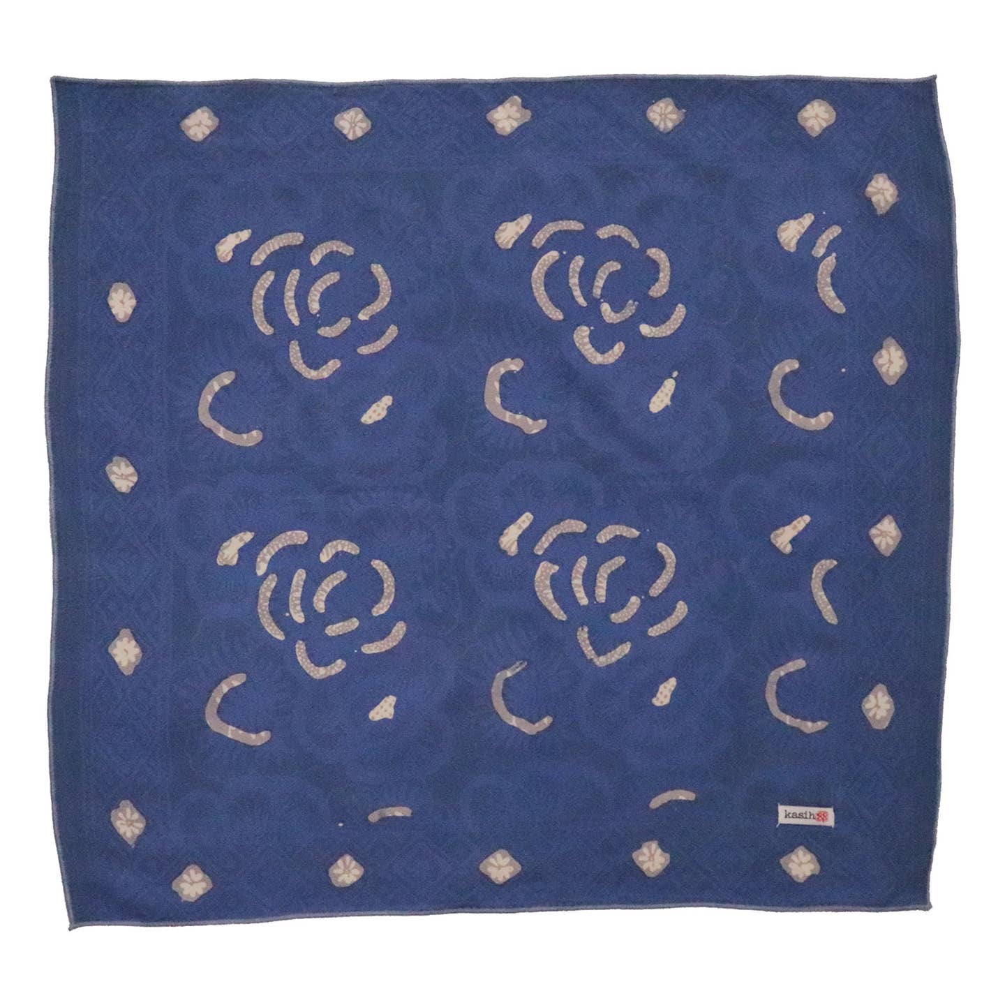 Hand Dyed Batik Bandana - Blue Rose