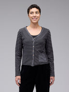 Crop Pocket Cardi Black Stripe - Gull