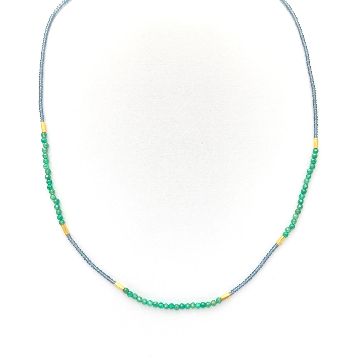 Grey Glass Green Onyx Necklace
