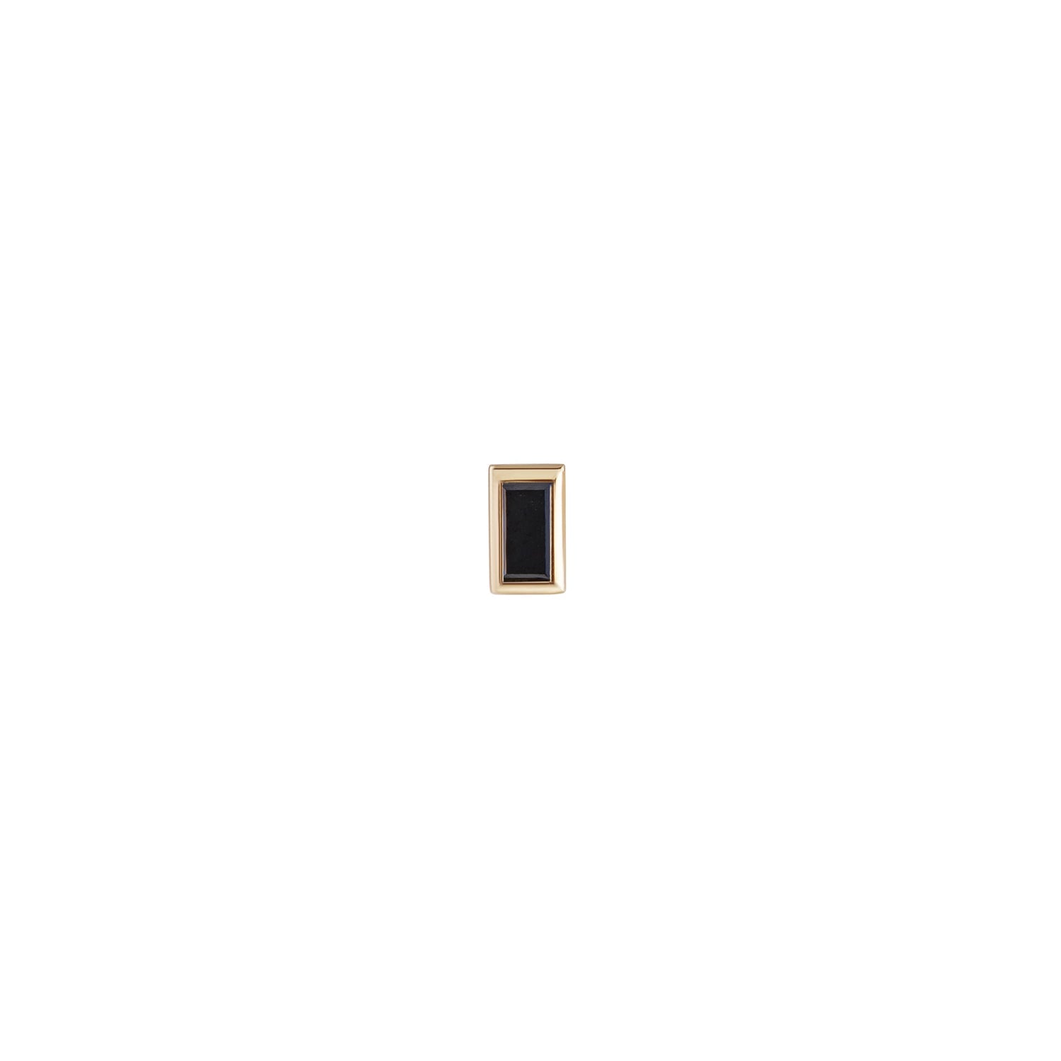9ct YG Mini Bezel Stud Baguette Black Diamond