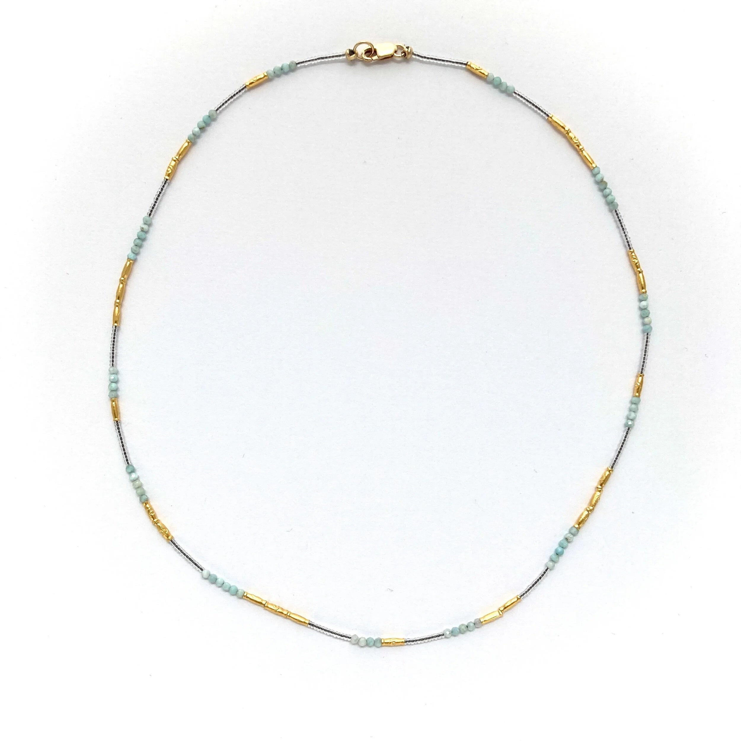 Clear Seed Necklace Aquamarine