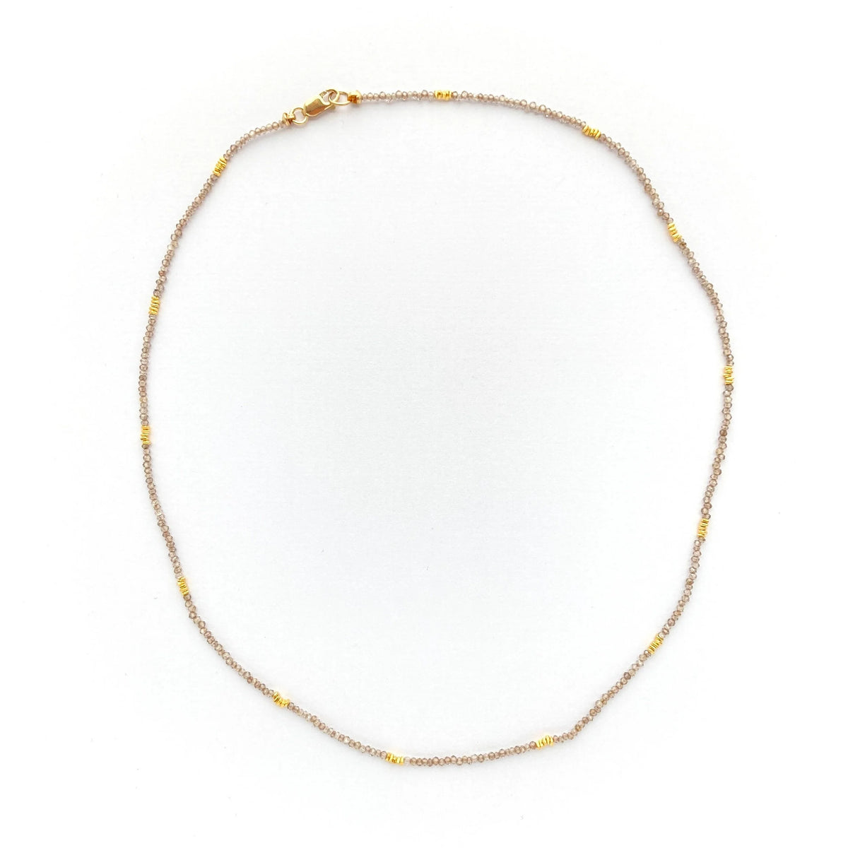 Natural Zircon Gold Bead Necklace