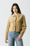 Suede Cropped Jacket Camel