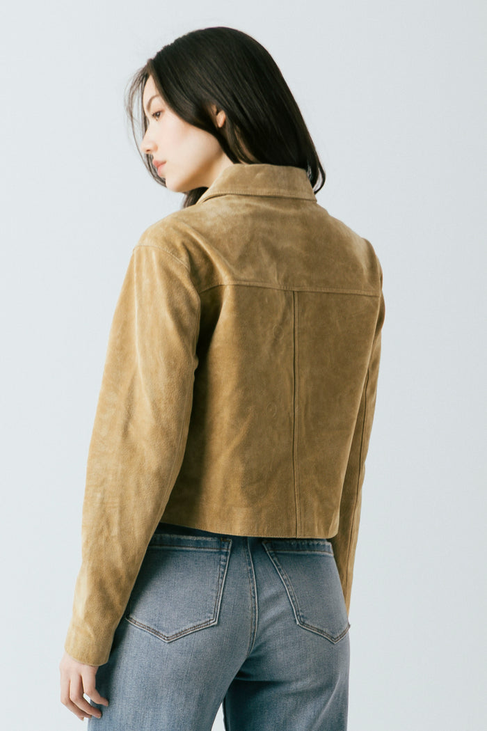 Suede Cropped Jacket Camel