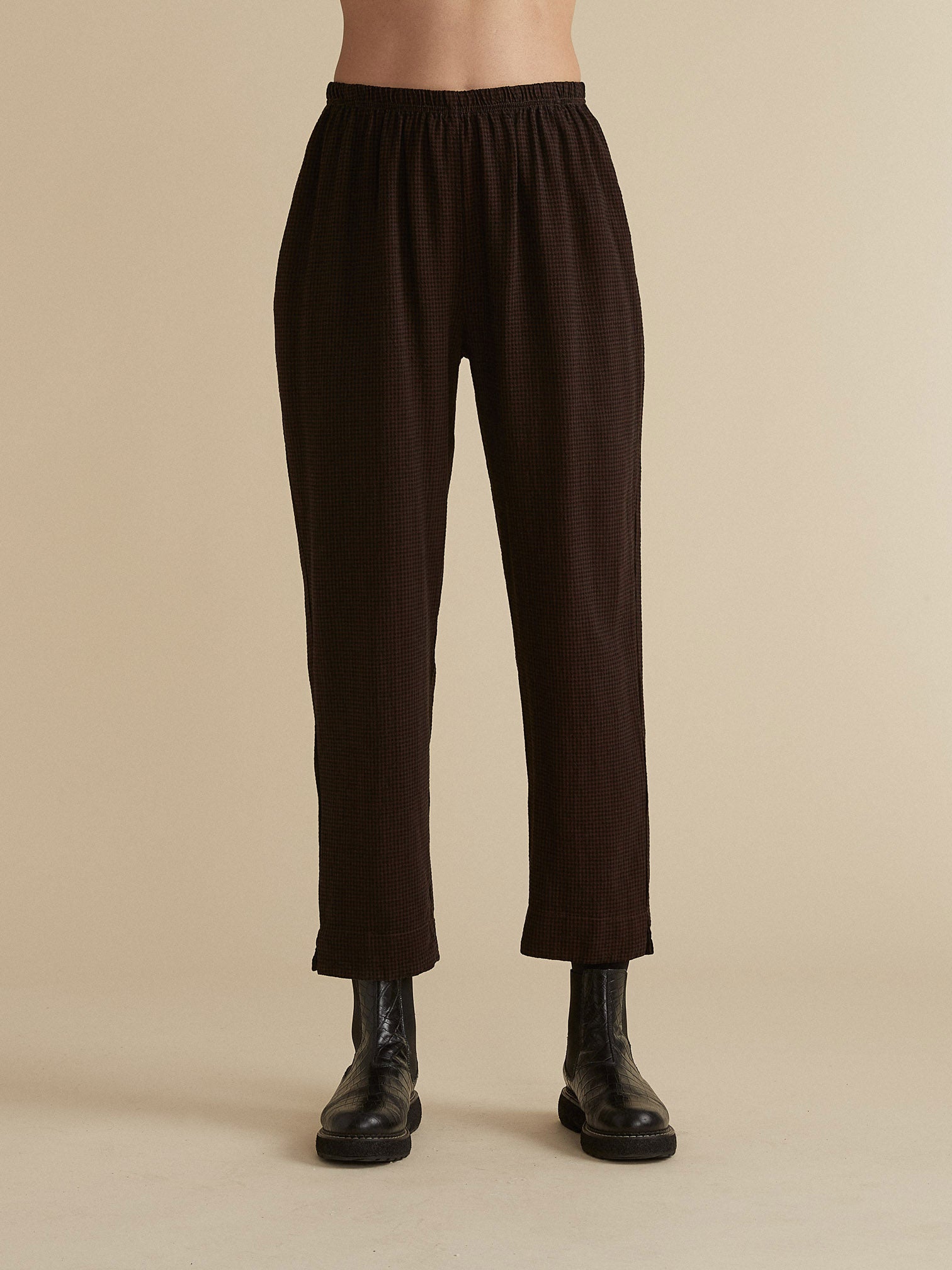 Tapered Crop Pant in Mini-Check