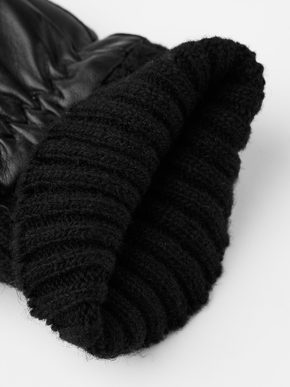 Tina Soft Leather Mittens Black