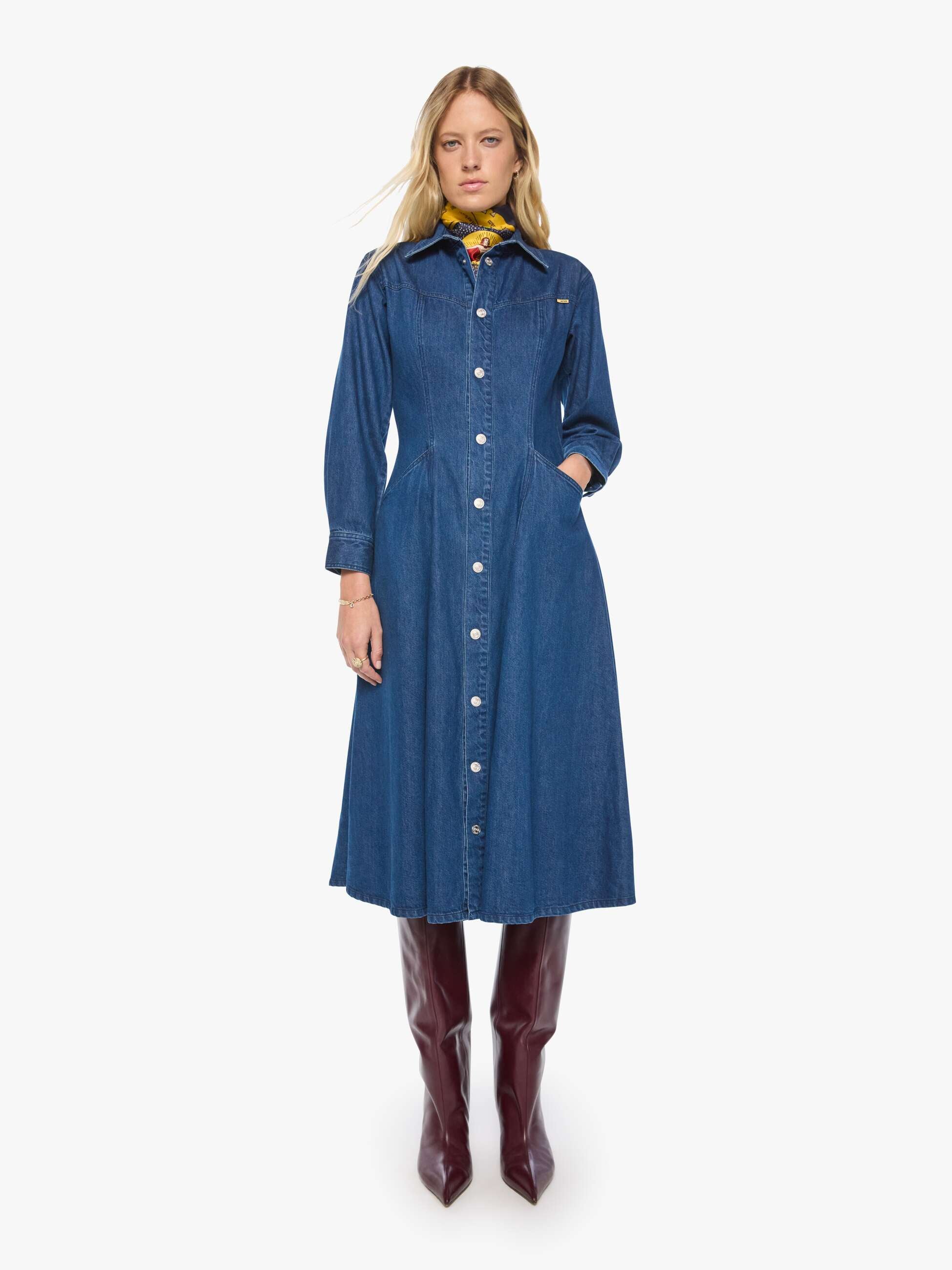 Honor Roll Fitted Denim Dress