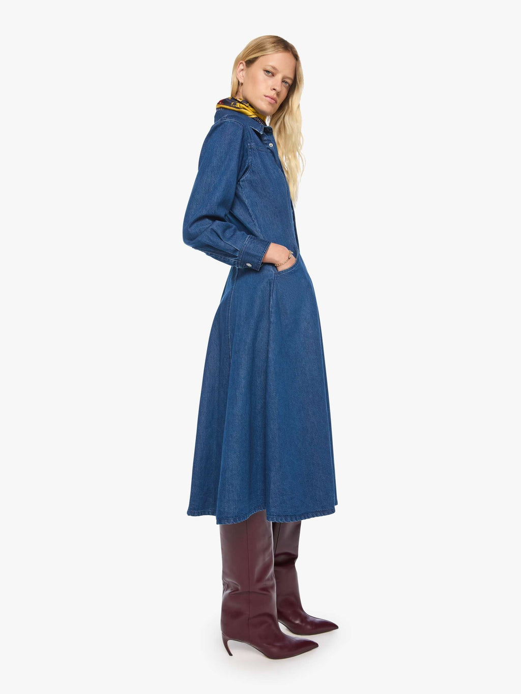 Honor Roll Fitted Denim Dress