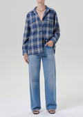Ana Cropped Shirt Marina Plaid
