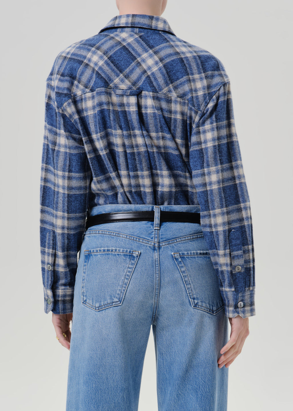 Ana Cropped Shirt Marina Plaid