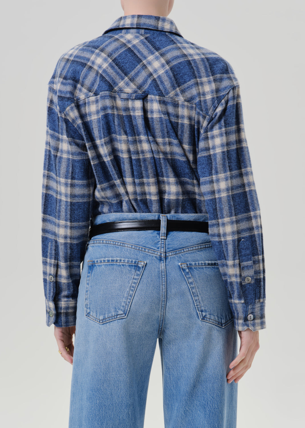 Ana Cropped Shirt Marina Plaid